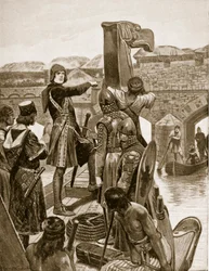 Il conte Godwin naviga sotto il London Bridge nel 1052, per unirsi a suo figlio Harold con 9 navi dall